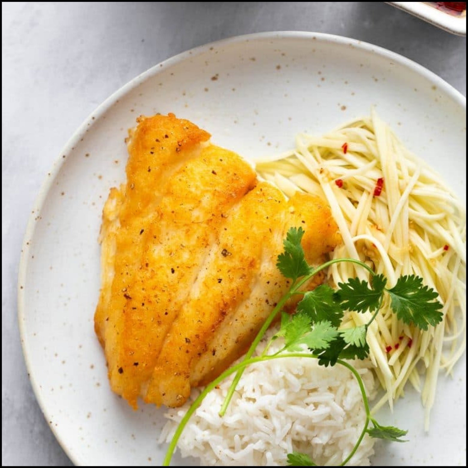 FRIED BARRACUDA FISH GREEN MANGO SALAD